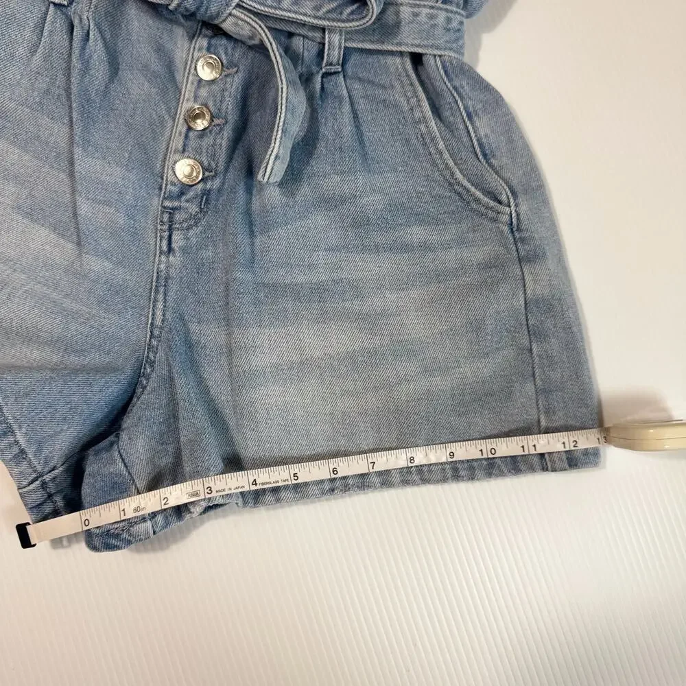 American Eagle Paperbag Waist Denim Shorts Women's 10 Coastal Grandmother Summer - Picture 8 of 11